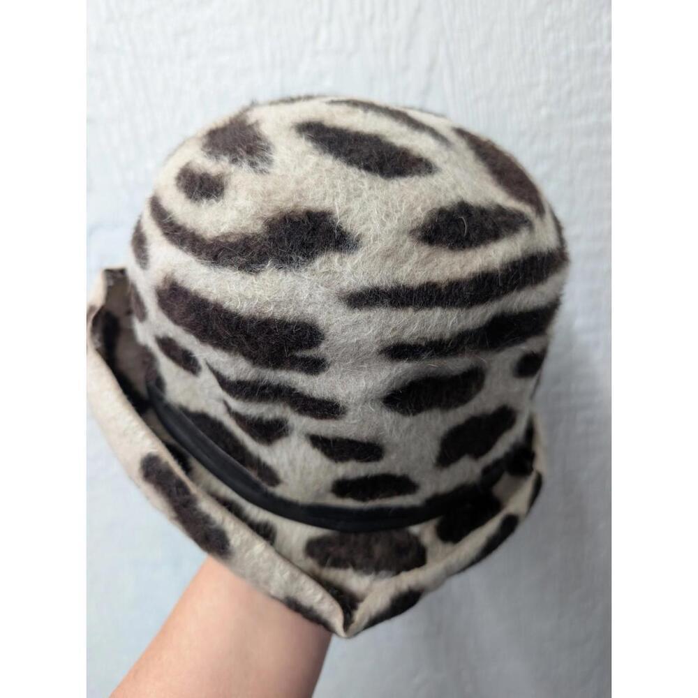 Vintage Eric Javits Wool Mohair Giraffe Animal Print Hat - Picture 3 of 6